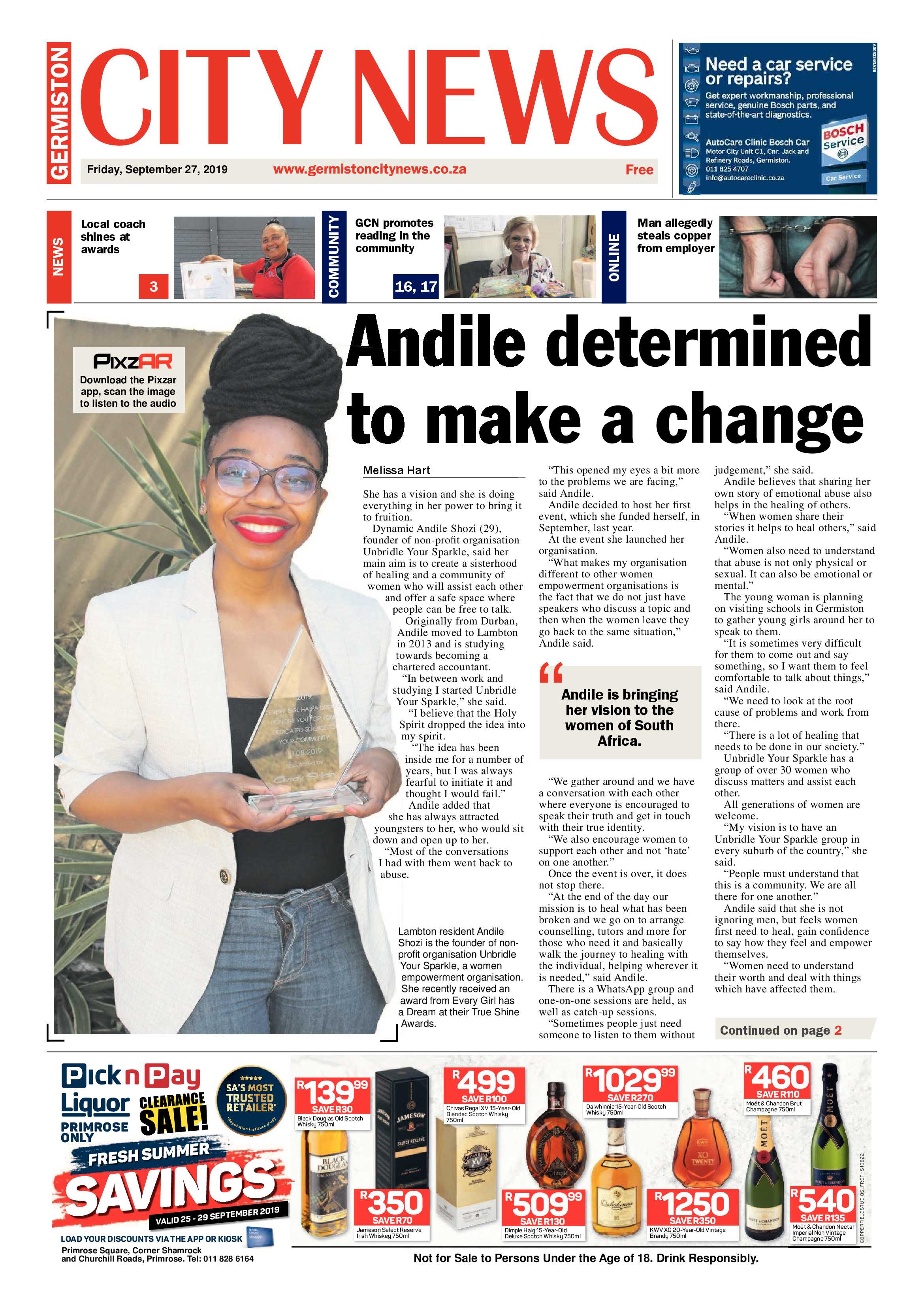 Germiston City News 25 September 2019 page 1