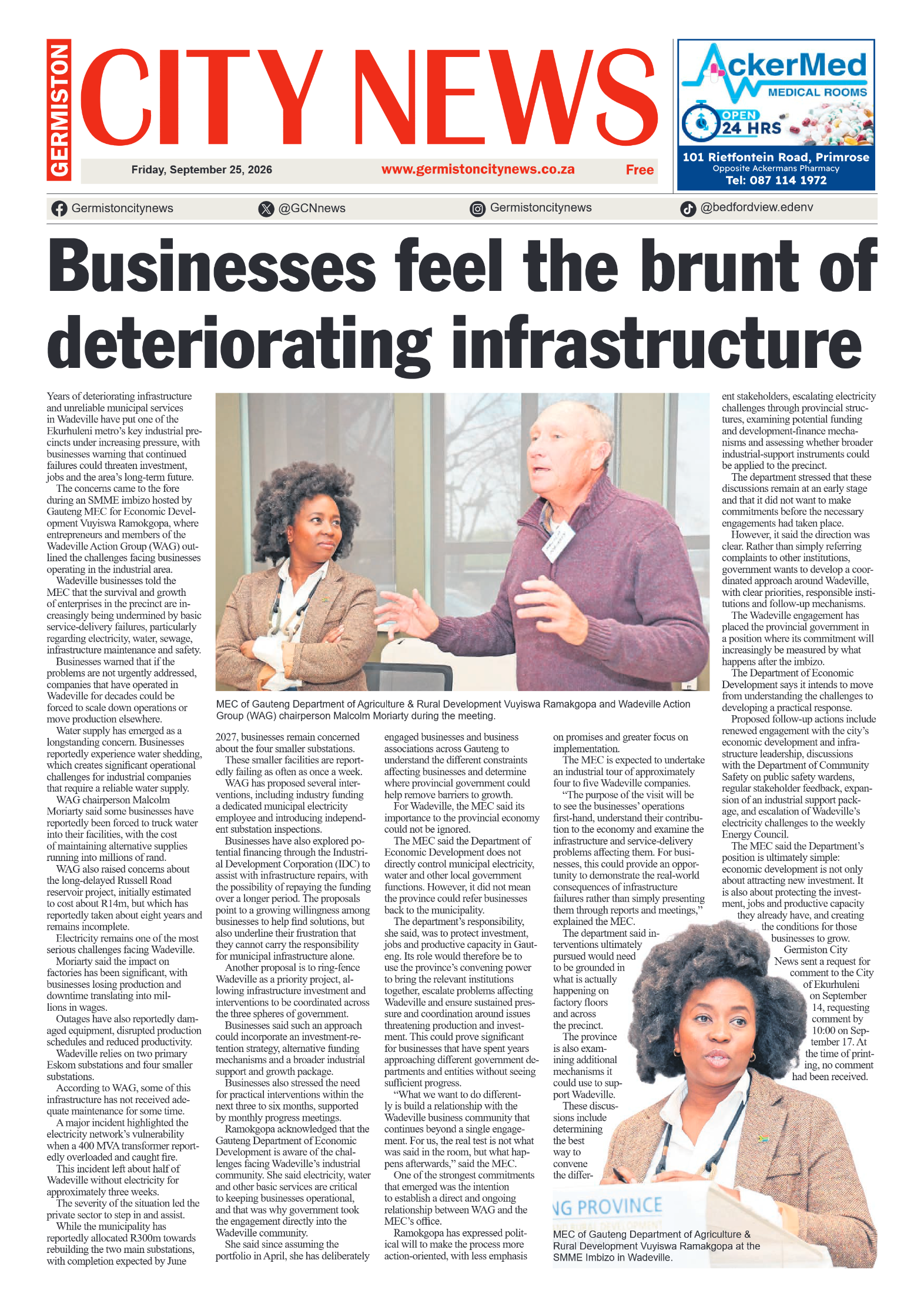 Germiston City News 25 September 2026 page 1