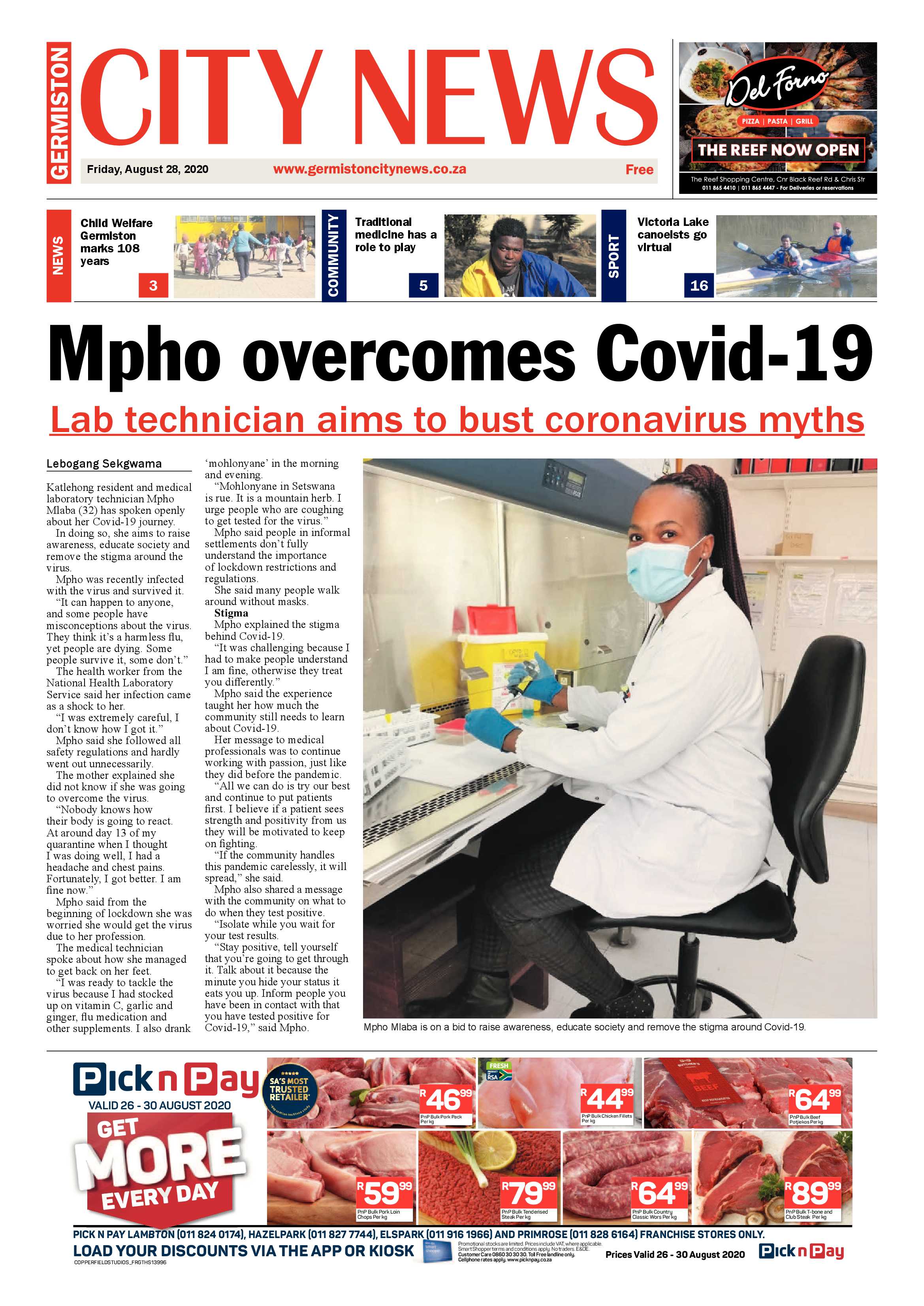 Germiston City News 26 August 2020 page 1