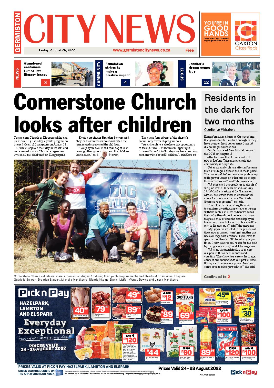 Germiston City News 26 August 2022 page 1