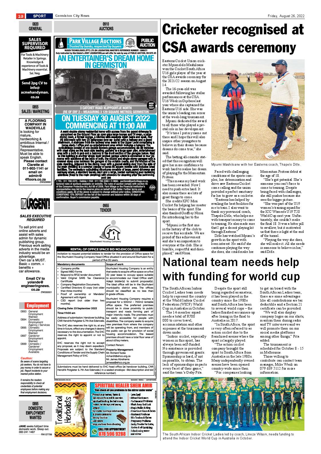 Germiston City News 26 August 2022 page 10