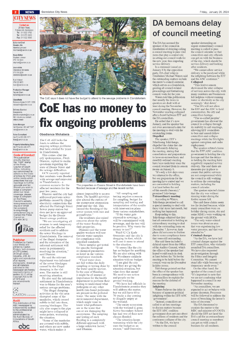 Germiston City News 26 January 2024 page 2