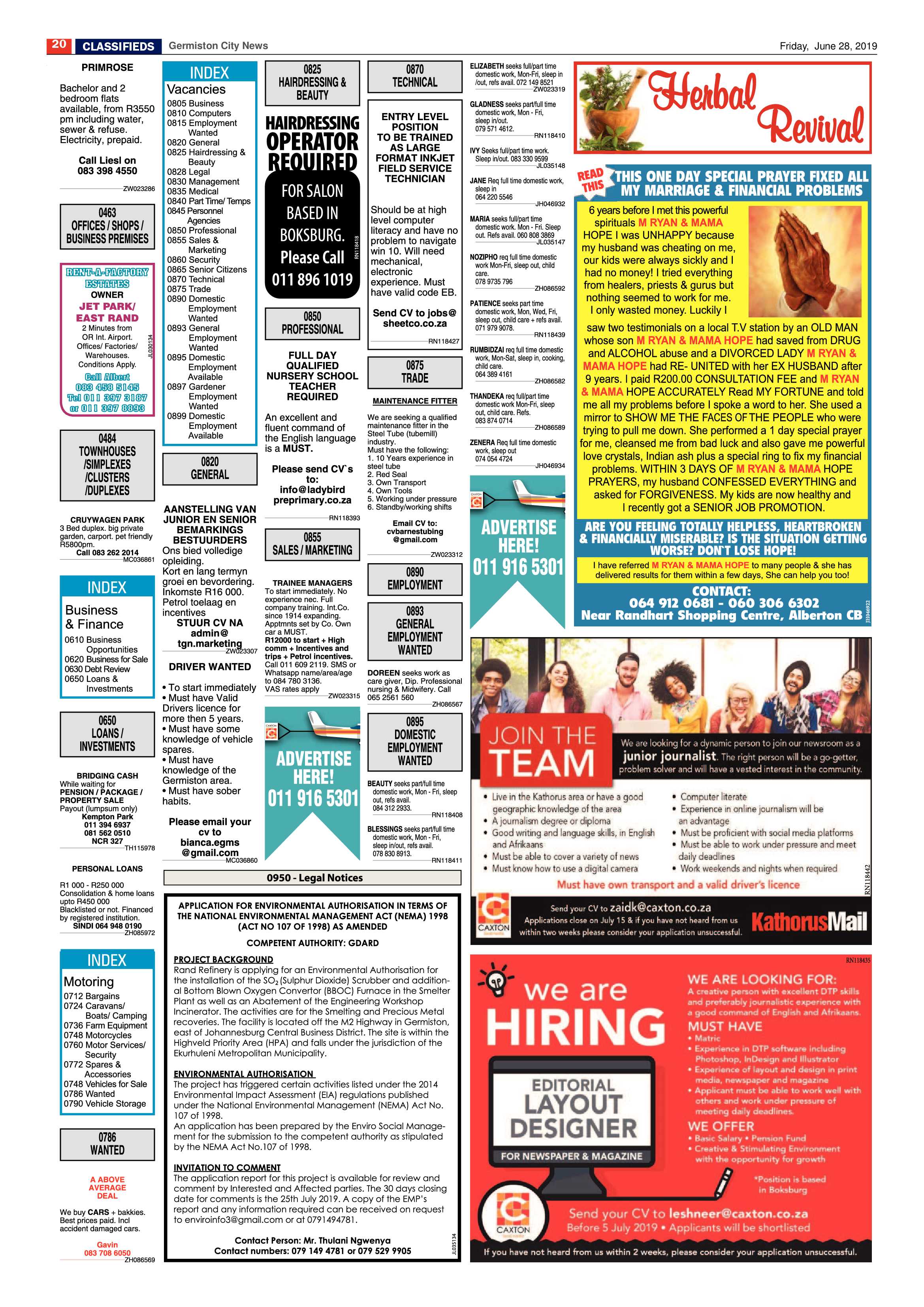 Germiston City News 26 June 2019 page 20