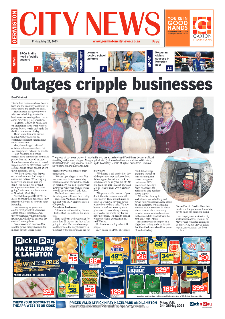 Germiston City News 26 May 2023 page 1