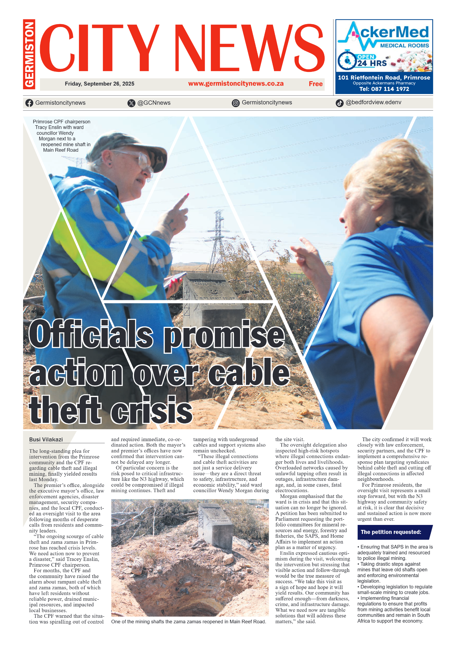 Germiston City News 26 September 2025 page 1