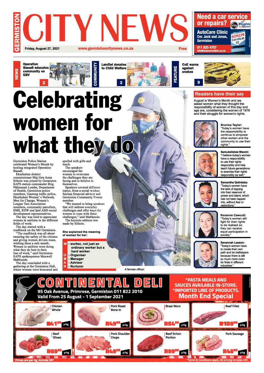 Germiston City News 27 August 2021 page 1