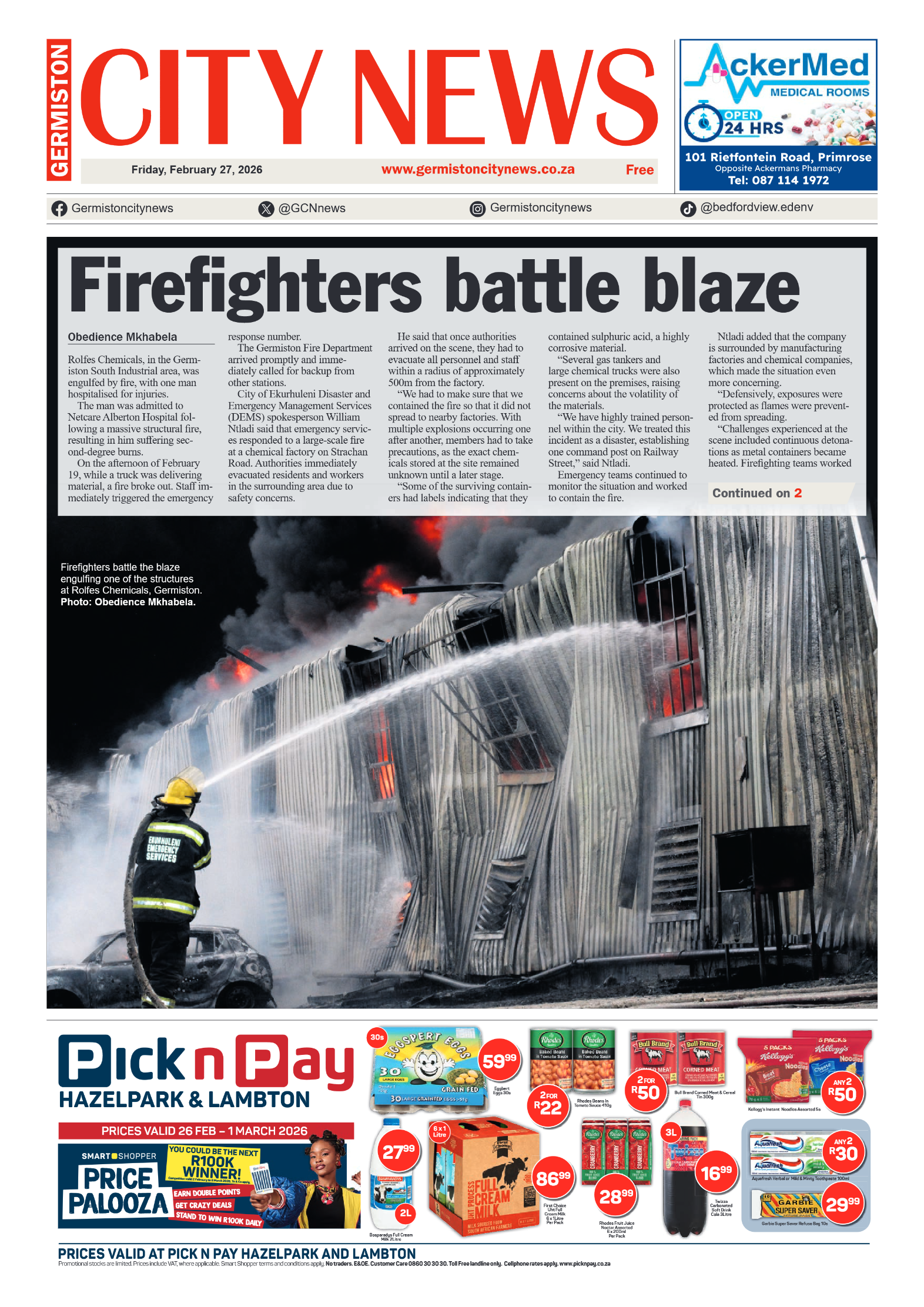 Germiston City News 27 February 2026 page 1