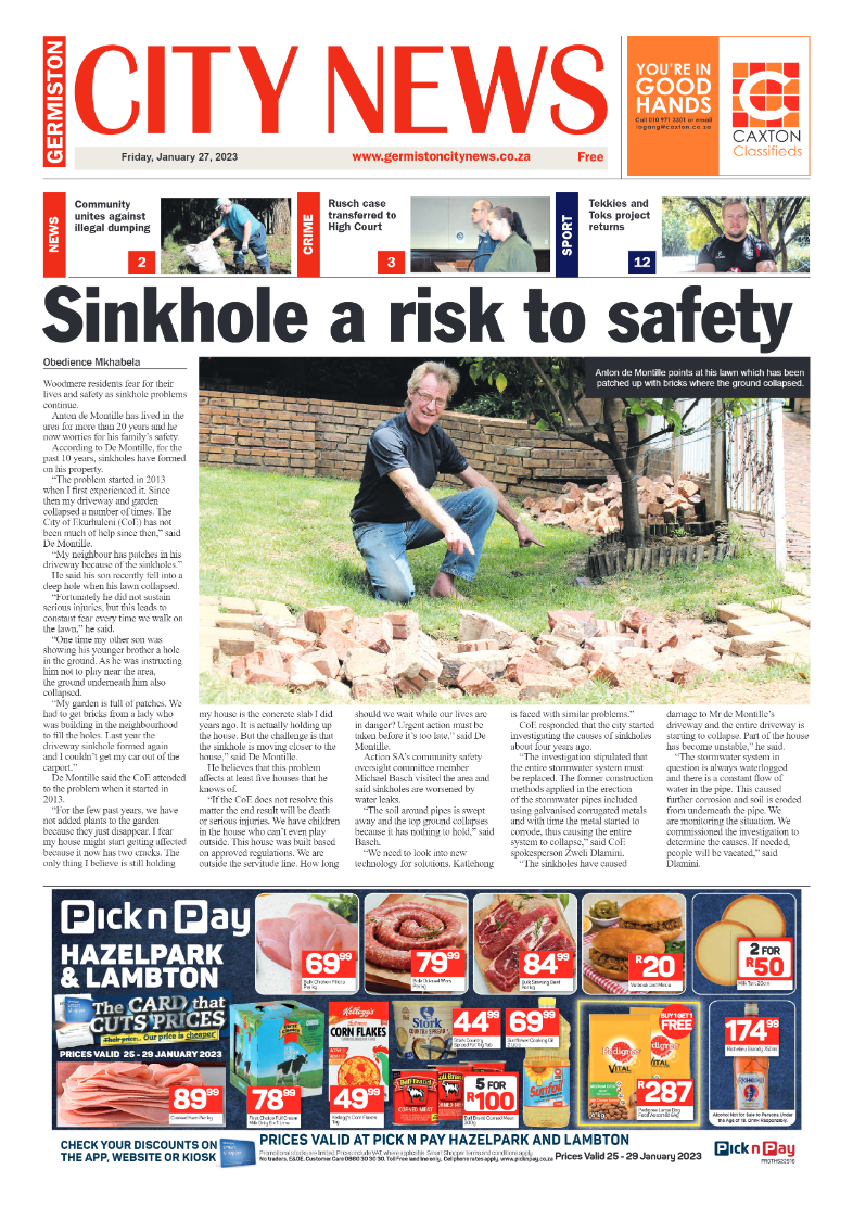 Germiston City News 27 January 2023 page 1