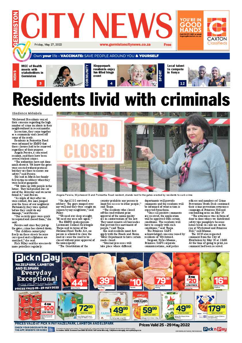 Germiston City News 27 May 2022 page 1