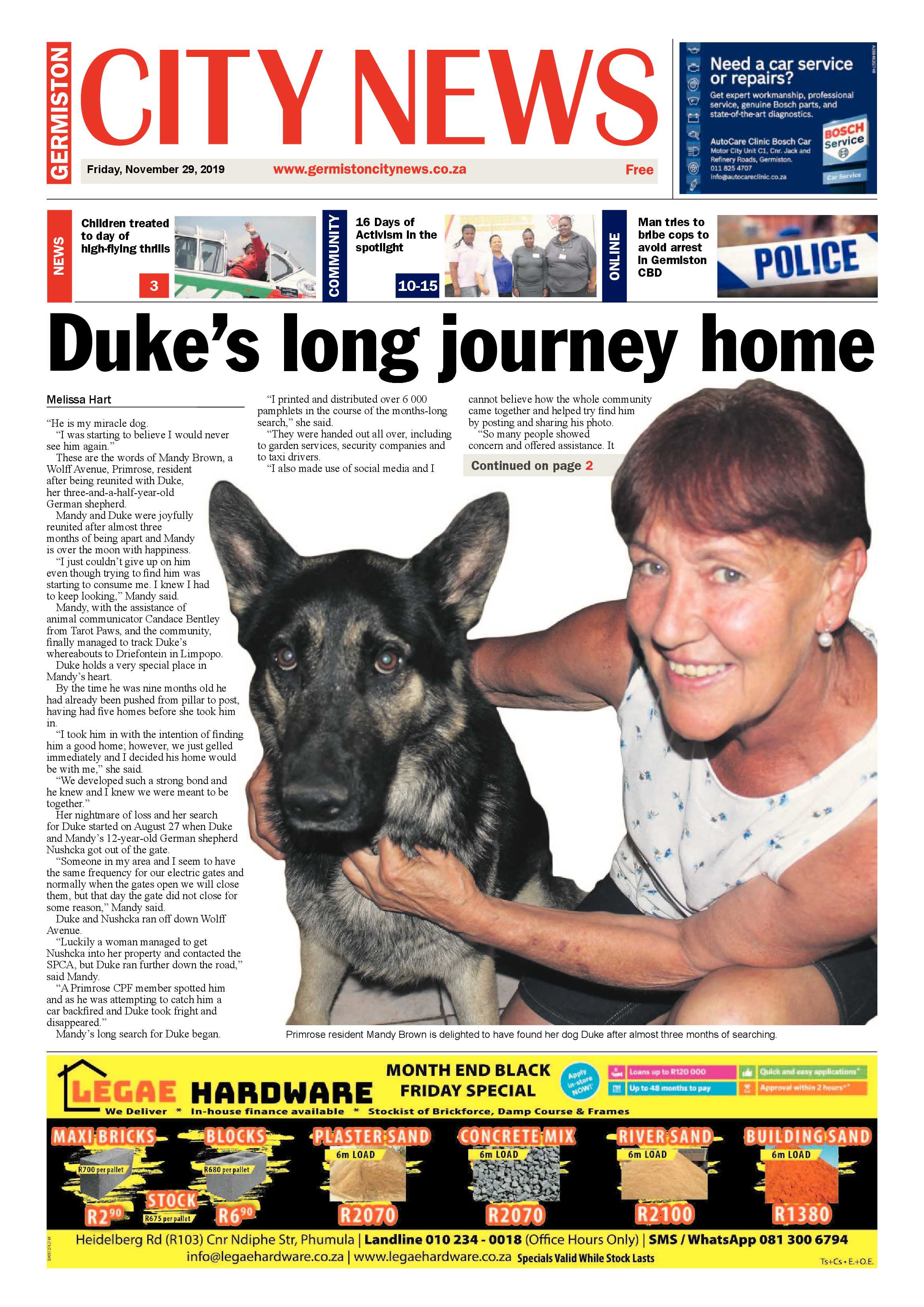 Germiston City News 27 November 2019 page 1