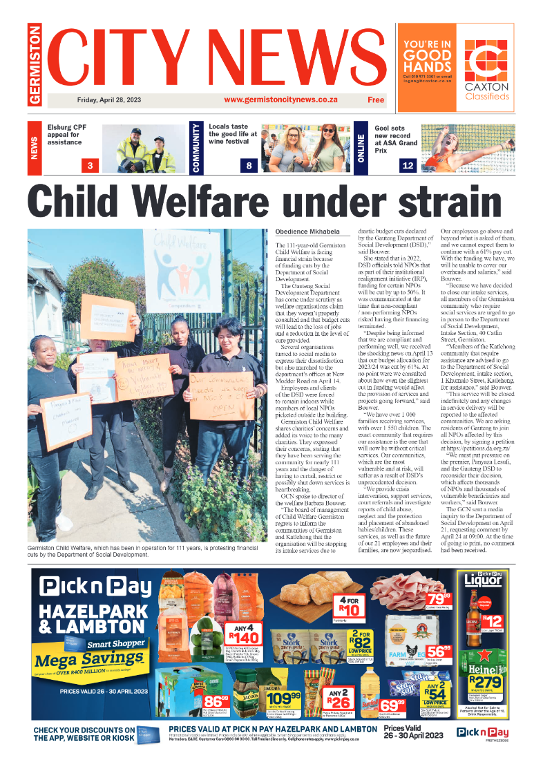 Germiston City News 28 April 2023 page 1