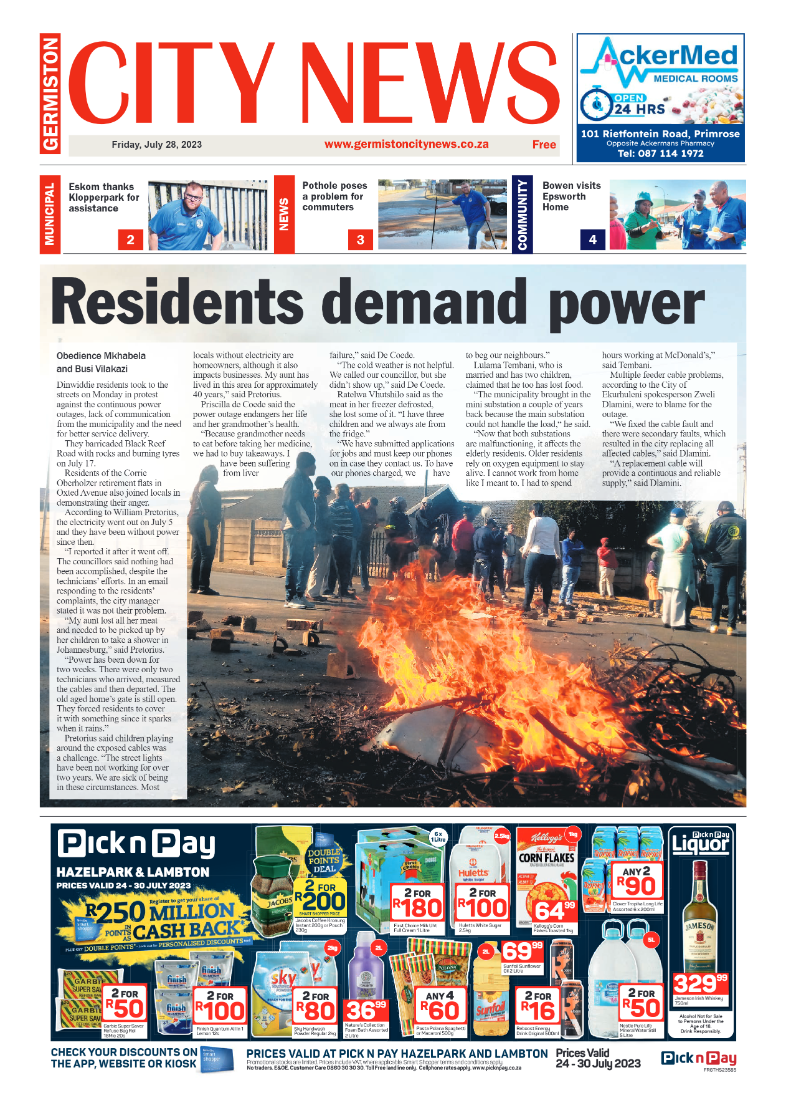 Germiston City News 28 July 2023 page 1
