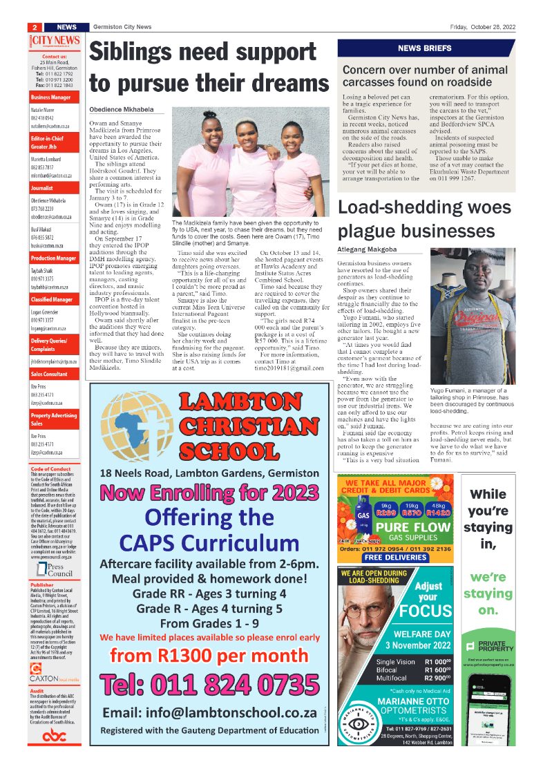 Germiston City News 28 October 2022 page 2