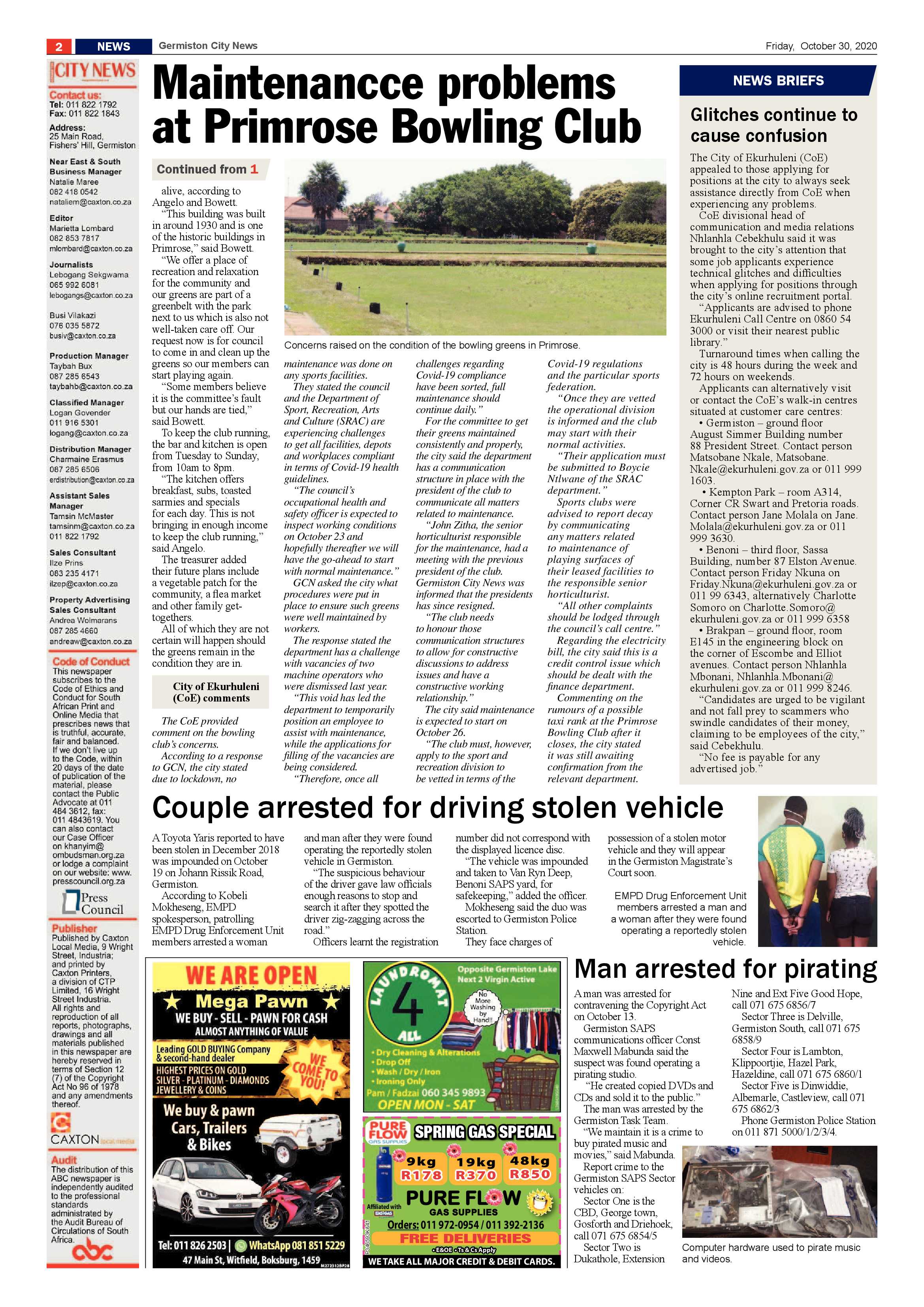 Germiston City News 28 October  2020 page 2