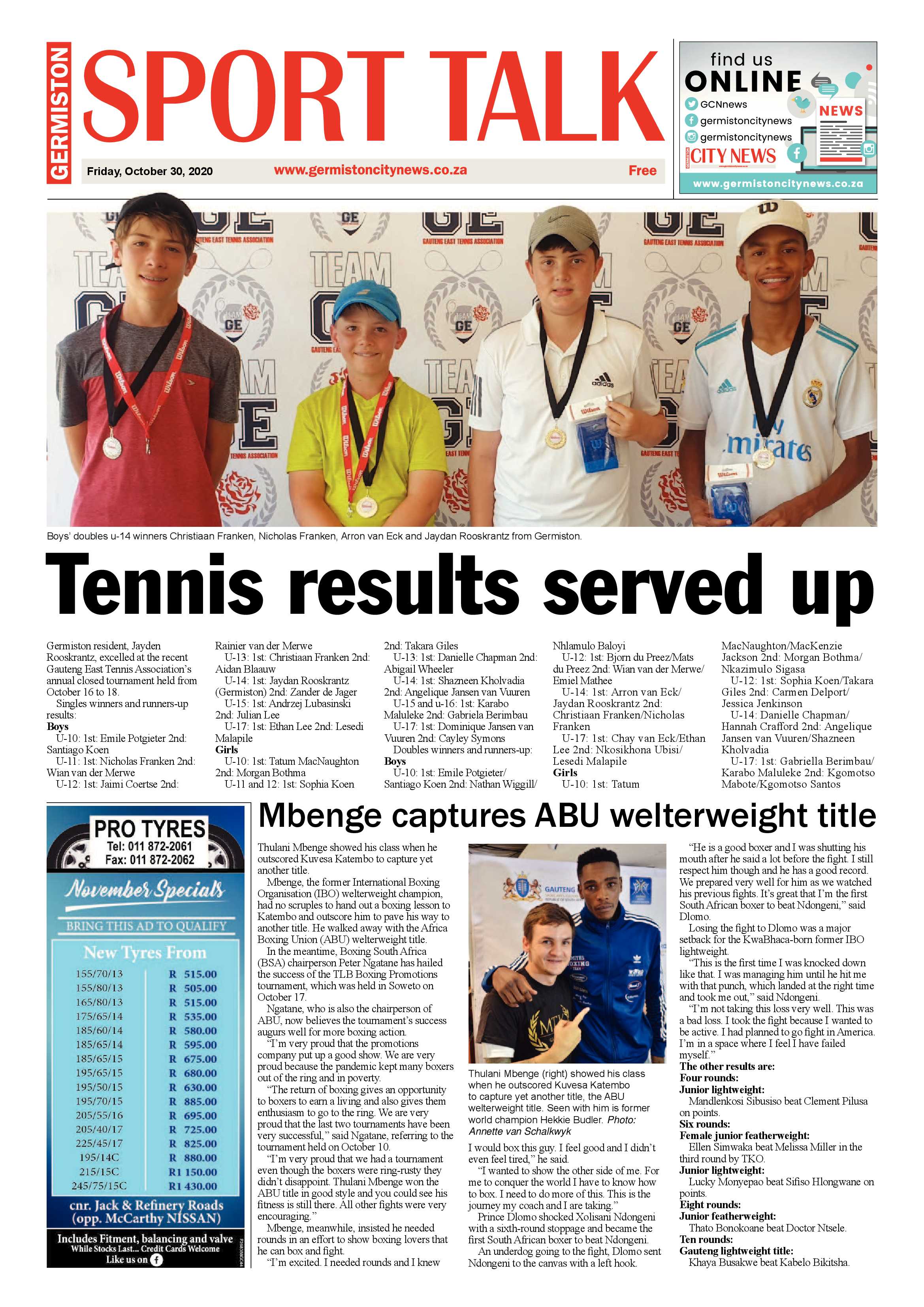 Germiston City News 28 October  2020 page 20