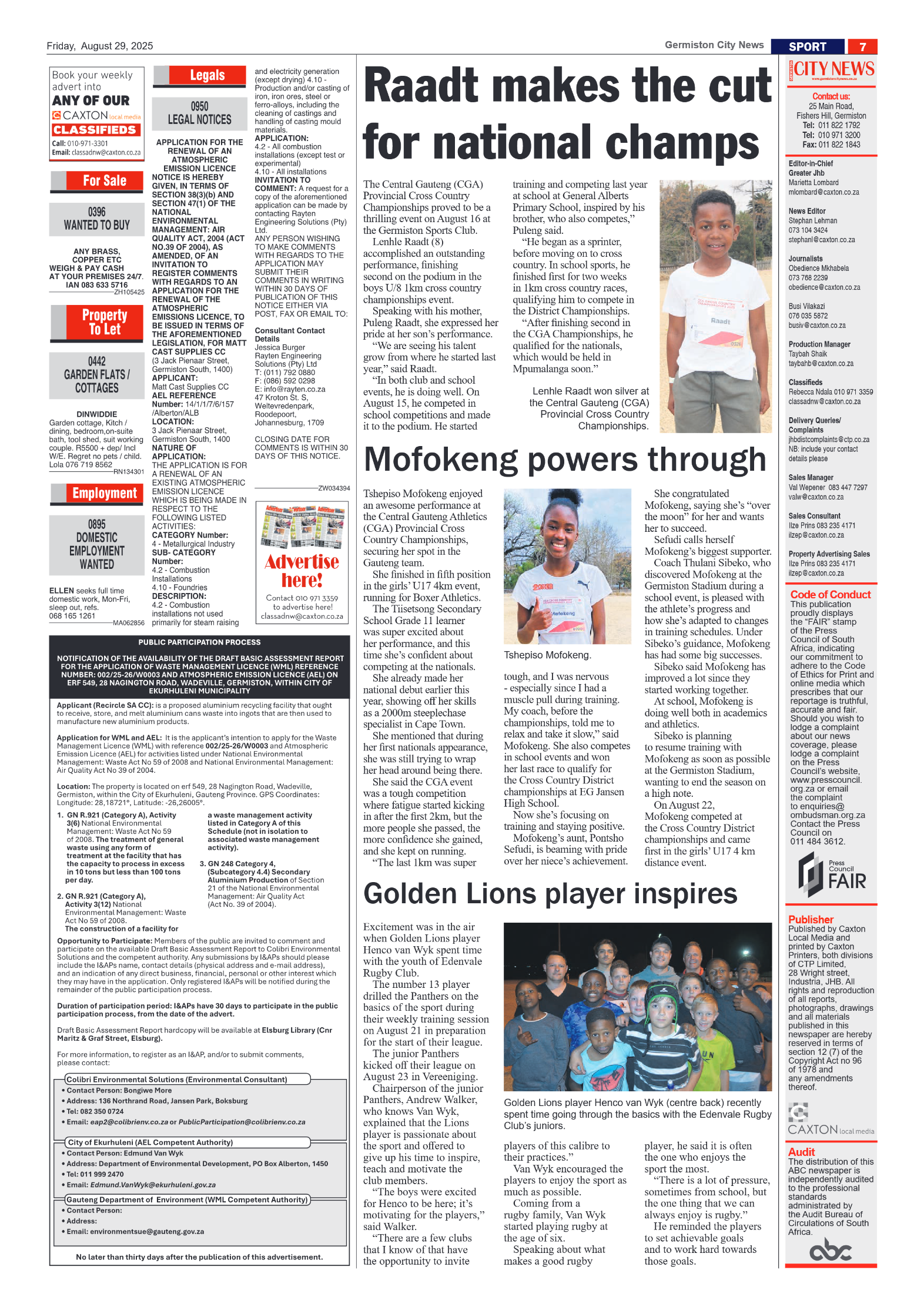 Germiston City News 29 August 2025 page 7