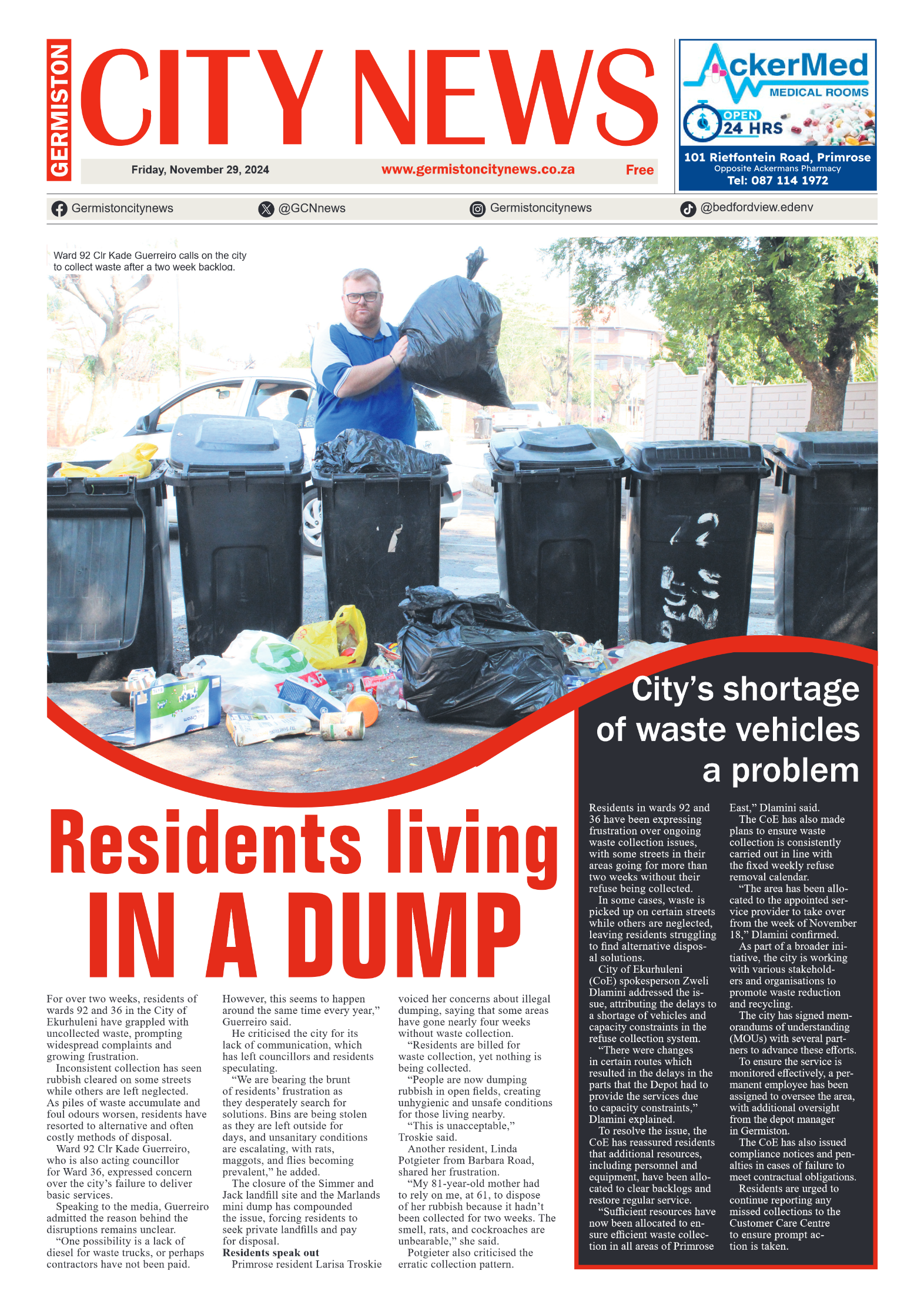 Germiston City News 29 November 2024 page 1