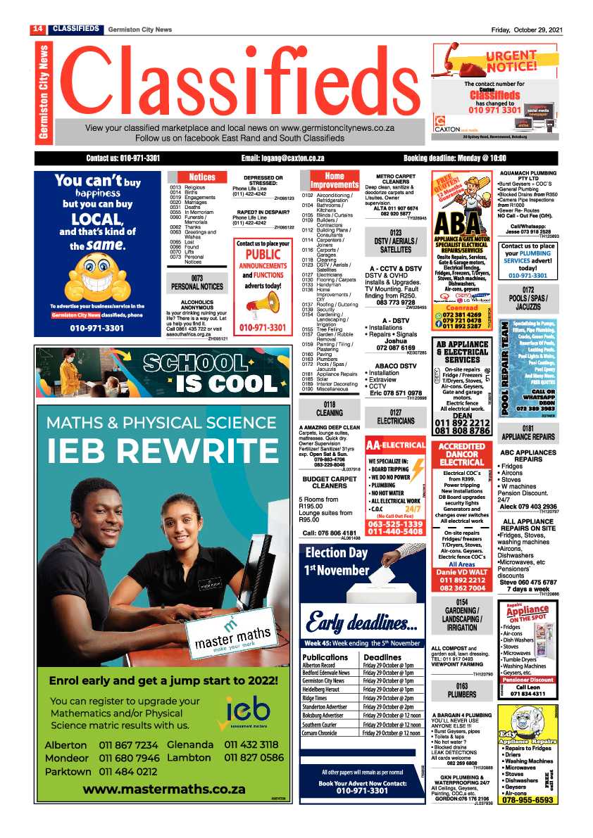 Germiston City News 29 October 2021 page 14