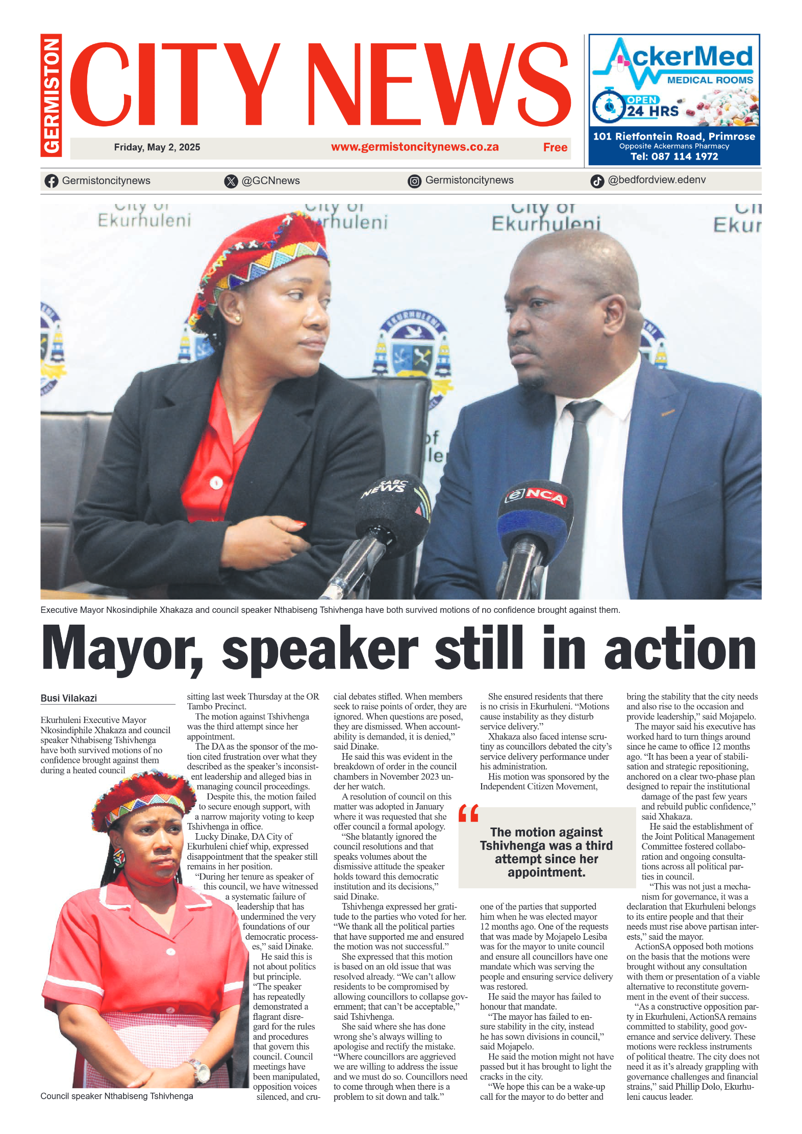 Germiston City News 2 May 2025 page 1