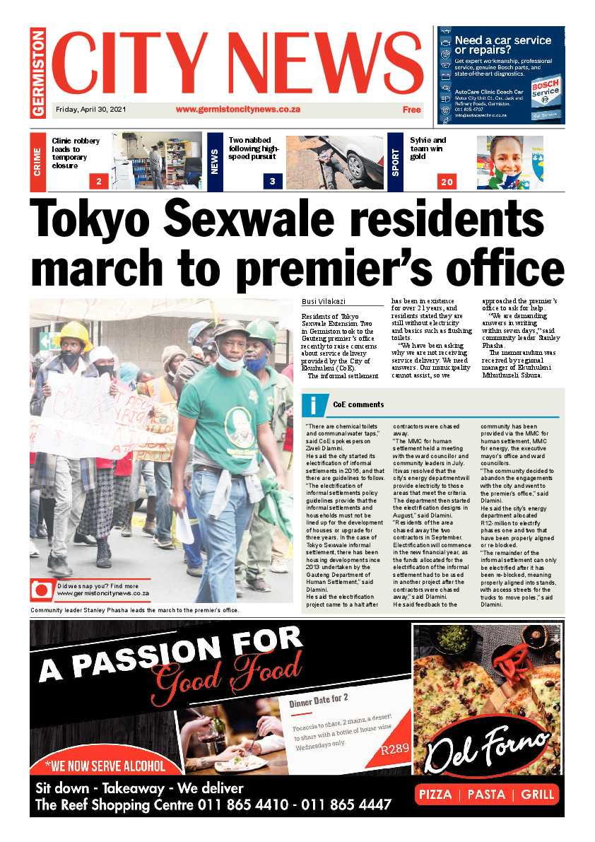 Germiston City News 30 April 2021 page 1