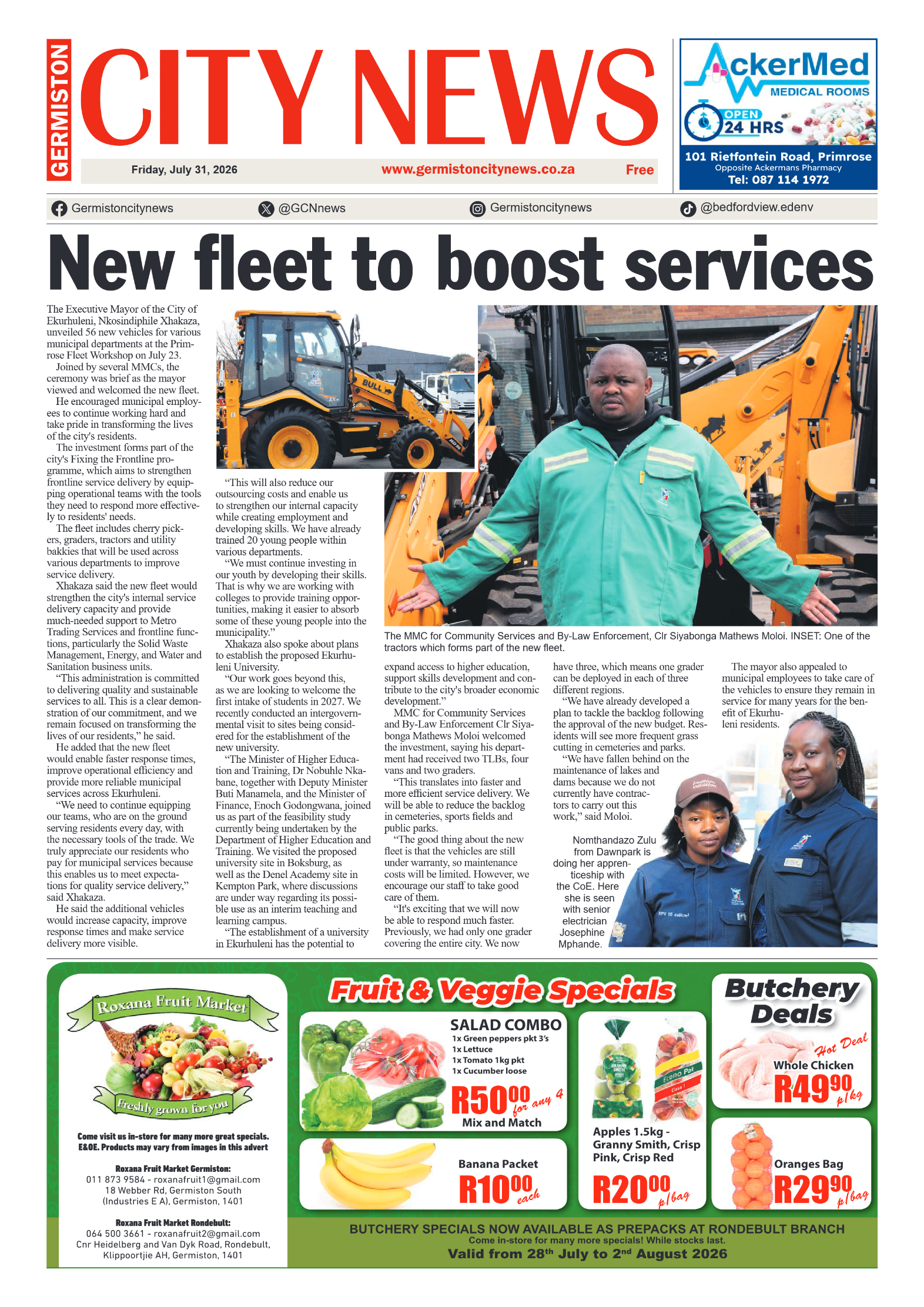 Germiston City News 31 July 2026 page 1