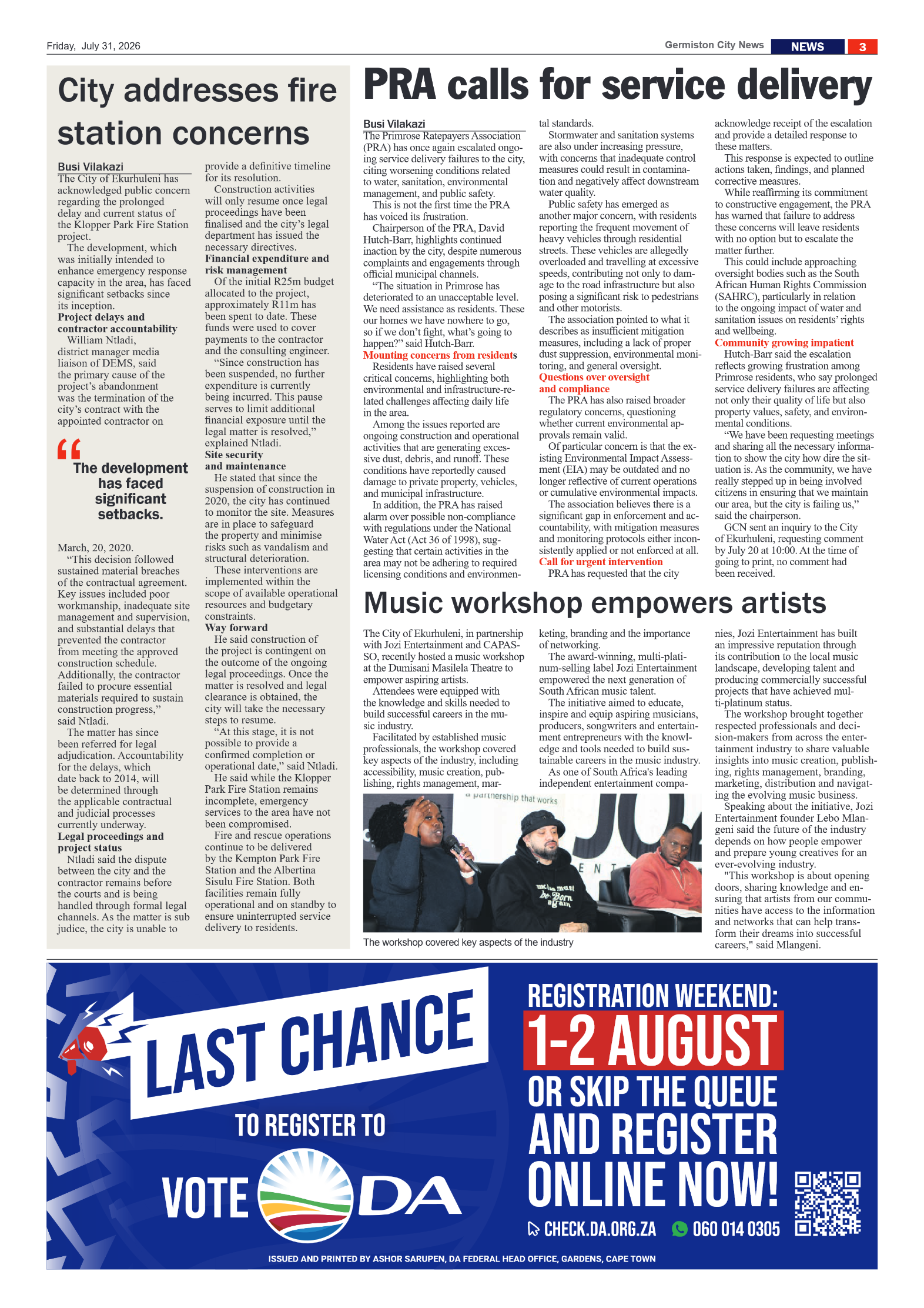 Germiston City News 31 July 2026 page 3