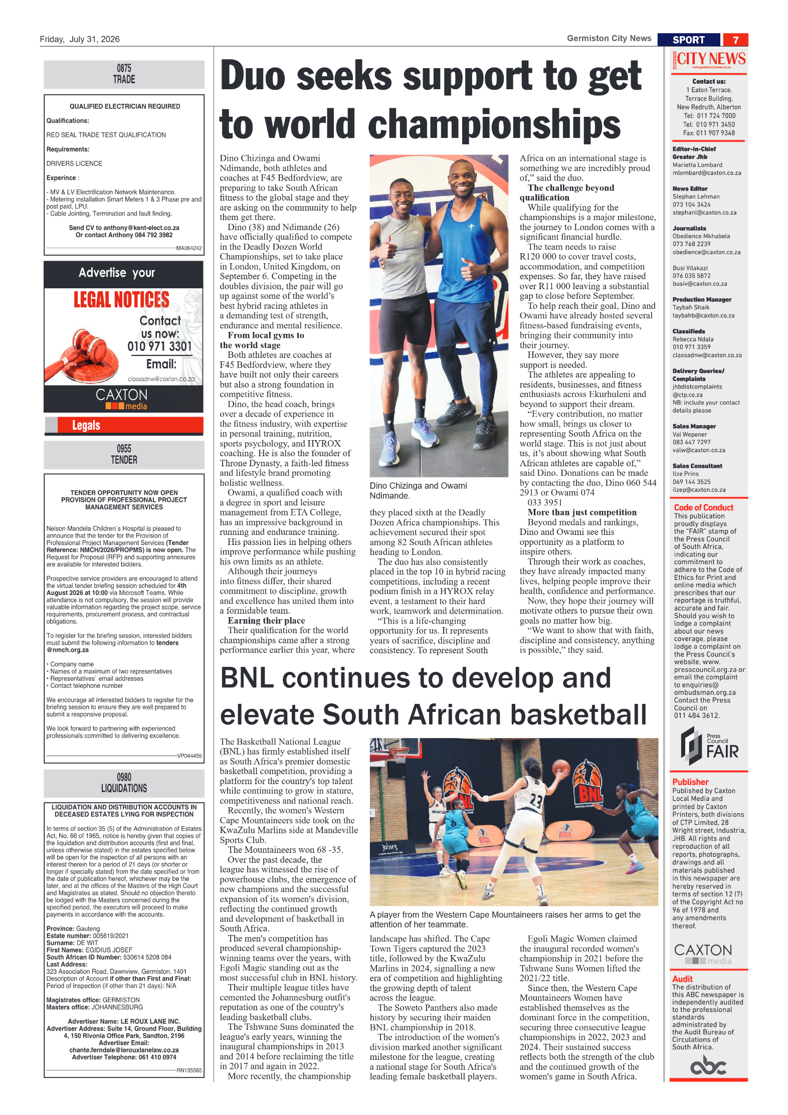 Germiston City News 31 July 2026 page 7