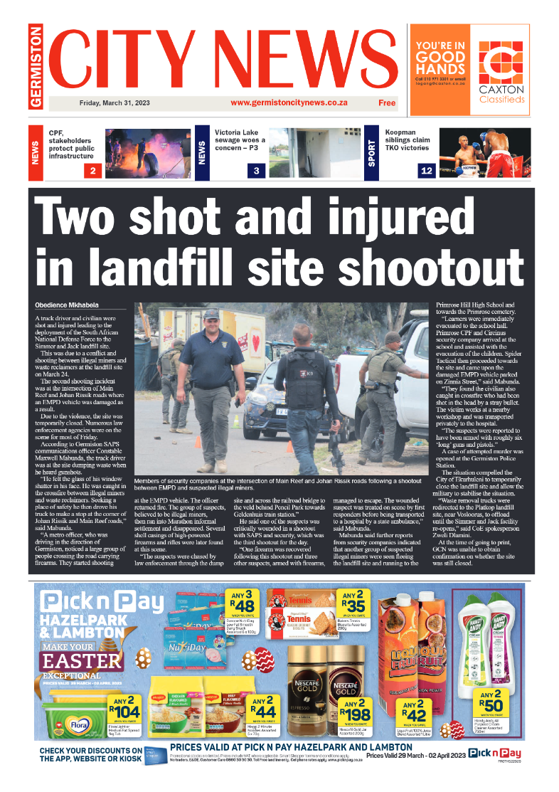 Germiston City News 31 March 2023 page 1