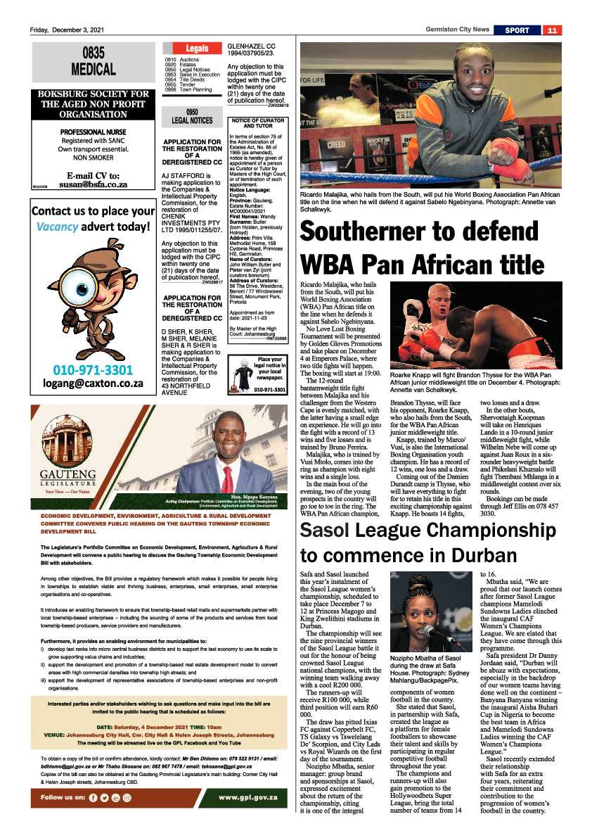 Germiston City News 3 December 2021 page 13