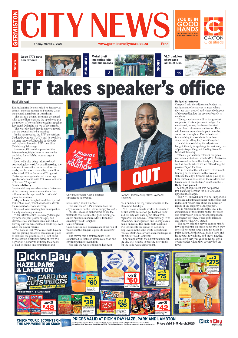 Germiston City News 3 March 2023 page 1