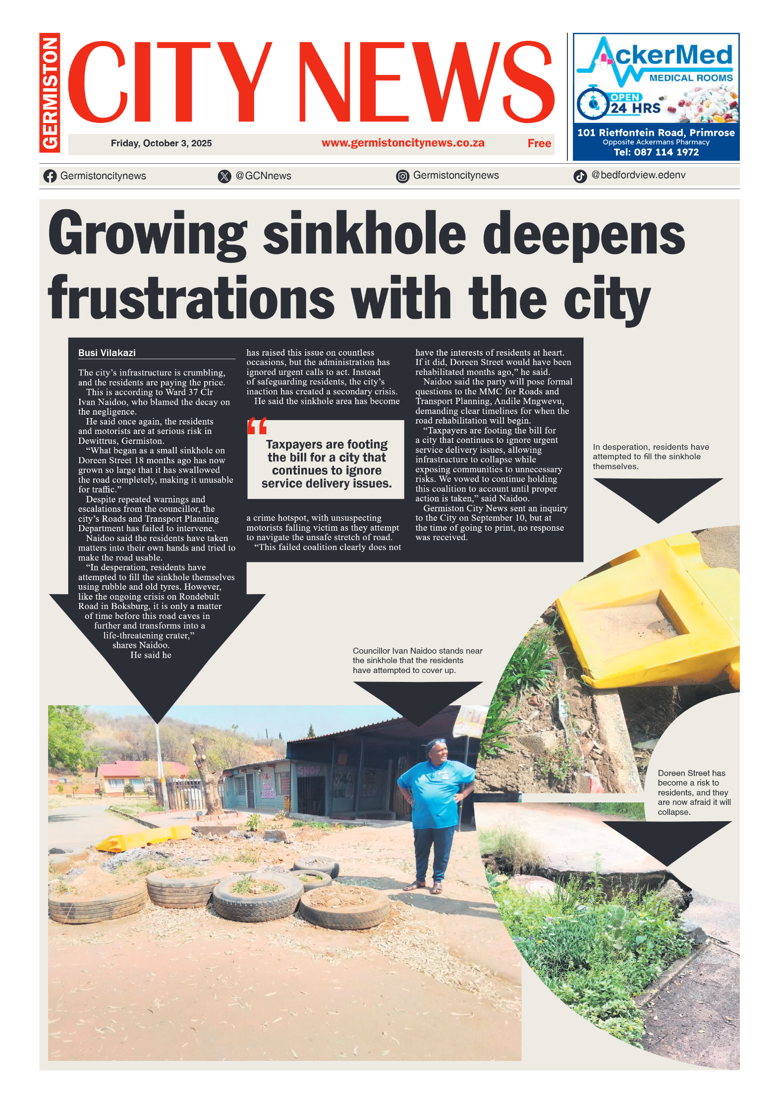 Germiston City News 3 October 2025 page 1