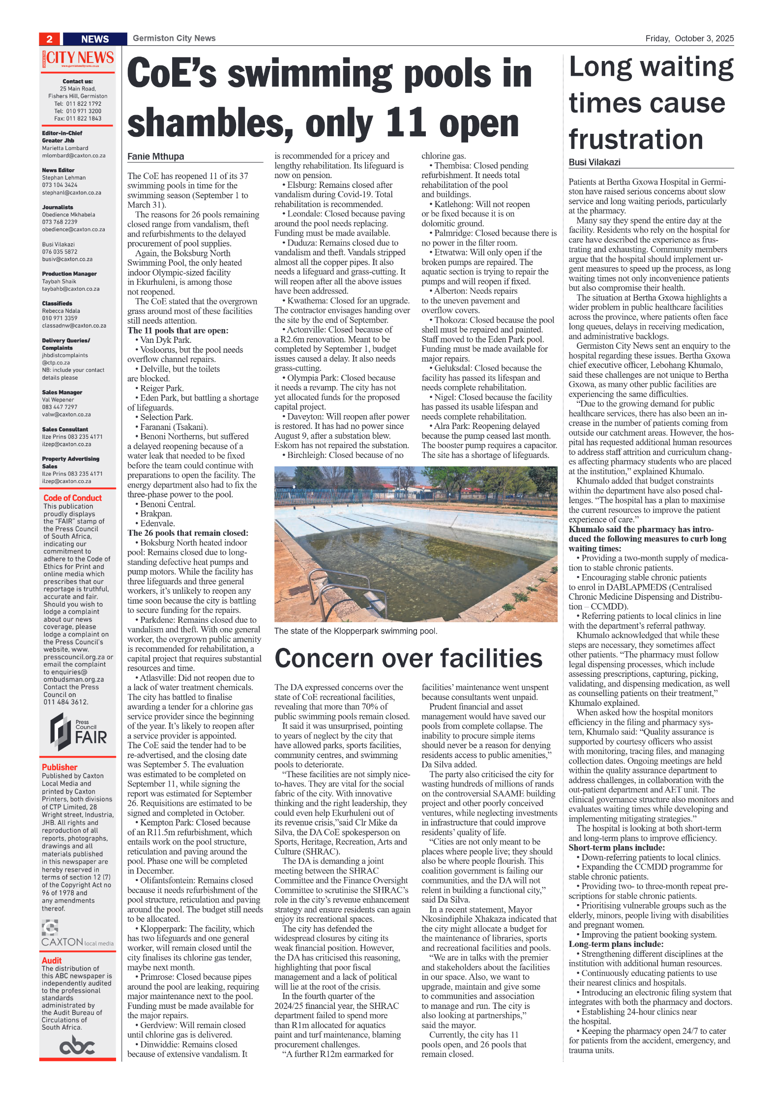 Germiston City News 3 October 2025 page 2