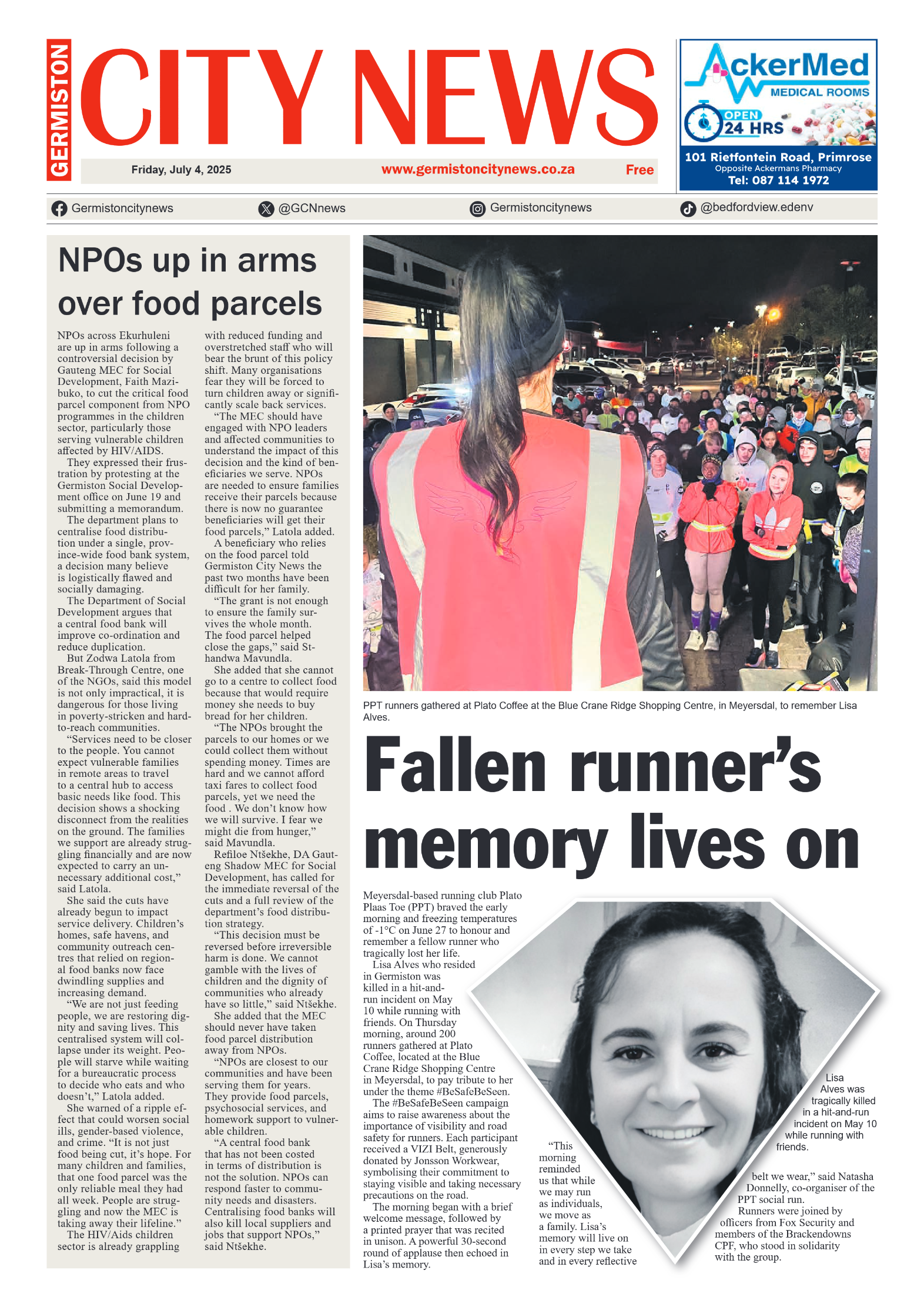Germiston City News 4 July 2025 page 1
