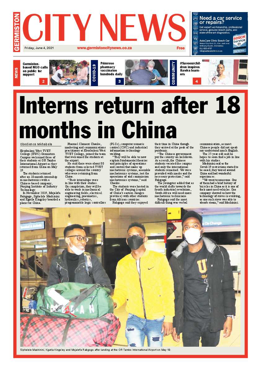 Germiston City News 4 June 2021 page 1