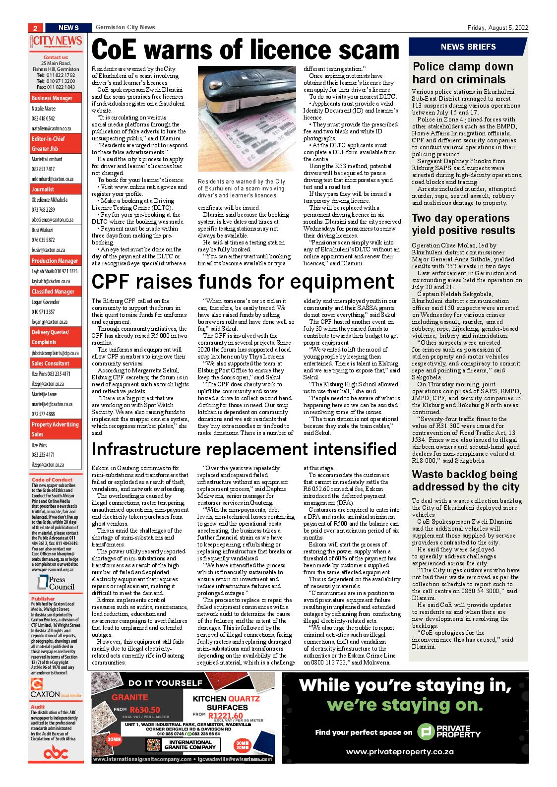 Germiston City News 5 August 2022 page 2