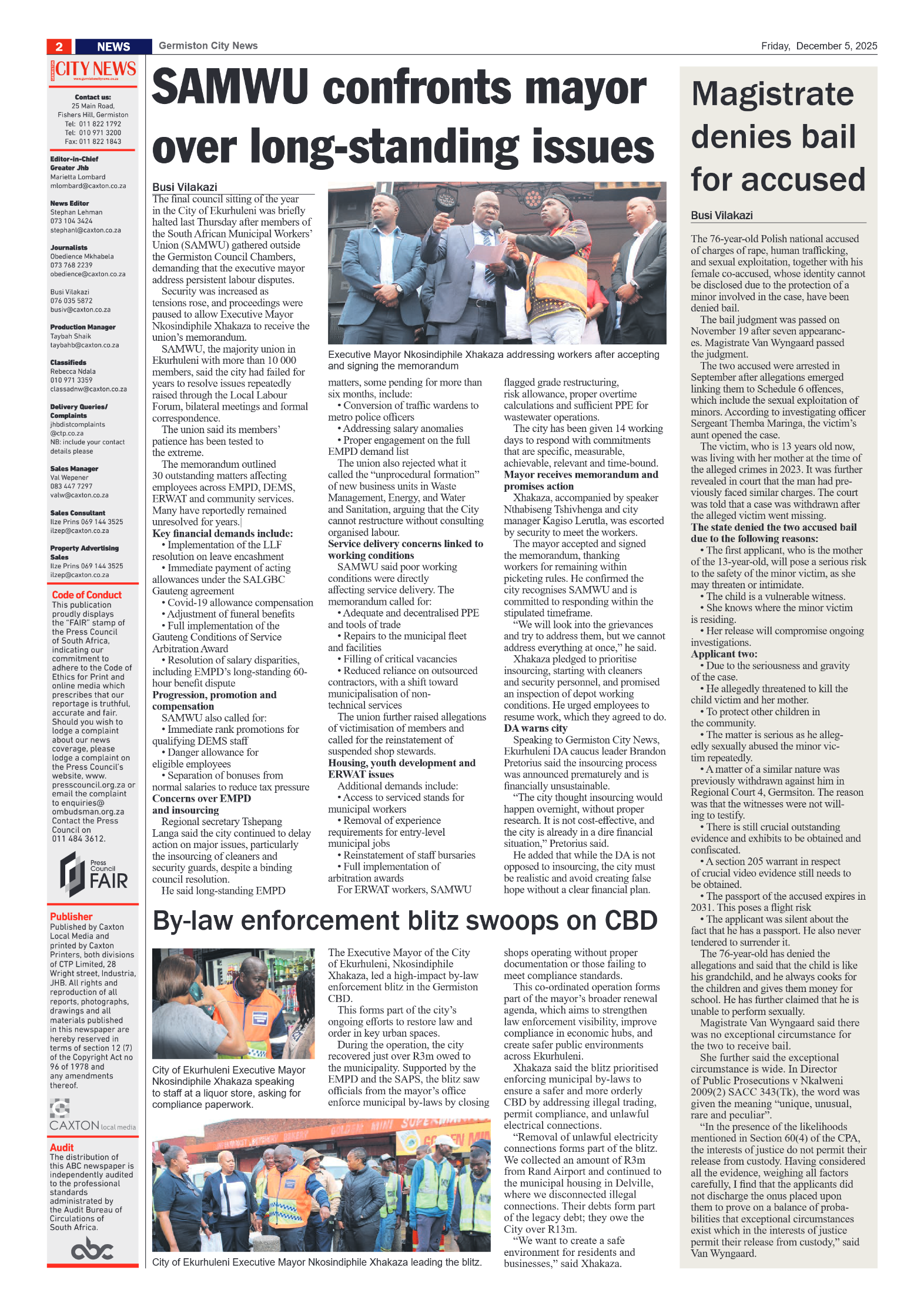Germiston City News 5 December 2025 page 2