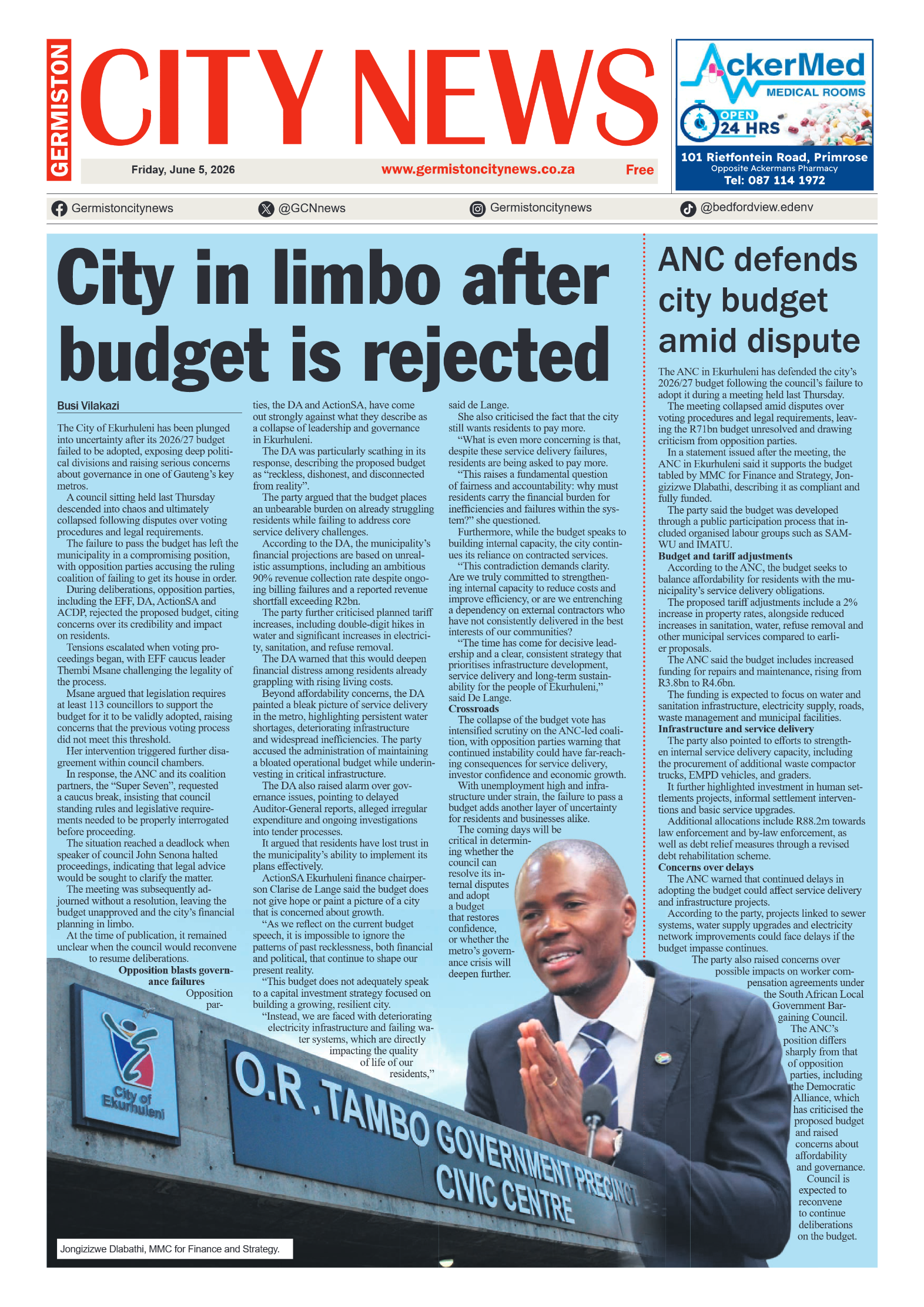 Germiston City News 5 June 2026 page 1