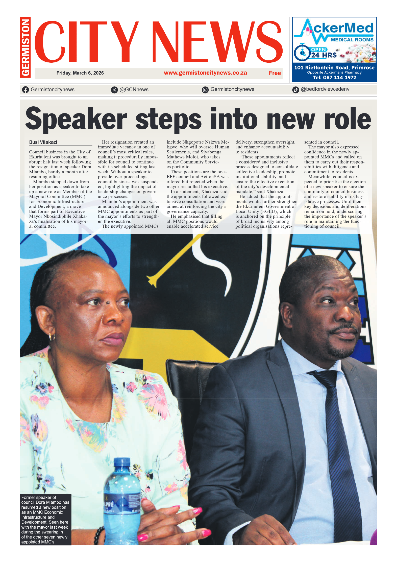 Germiston City News 6 March 2026 page 1