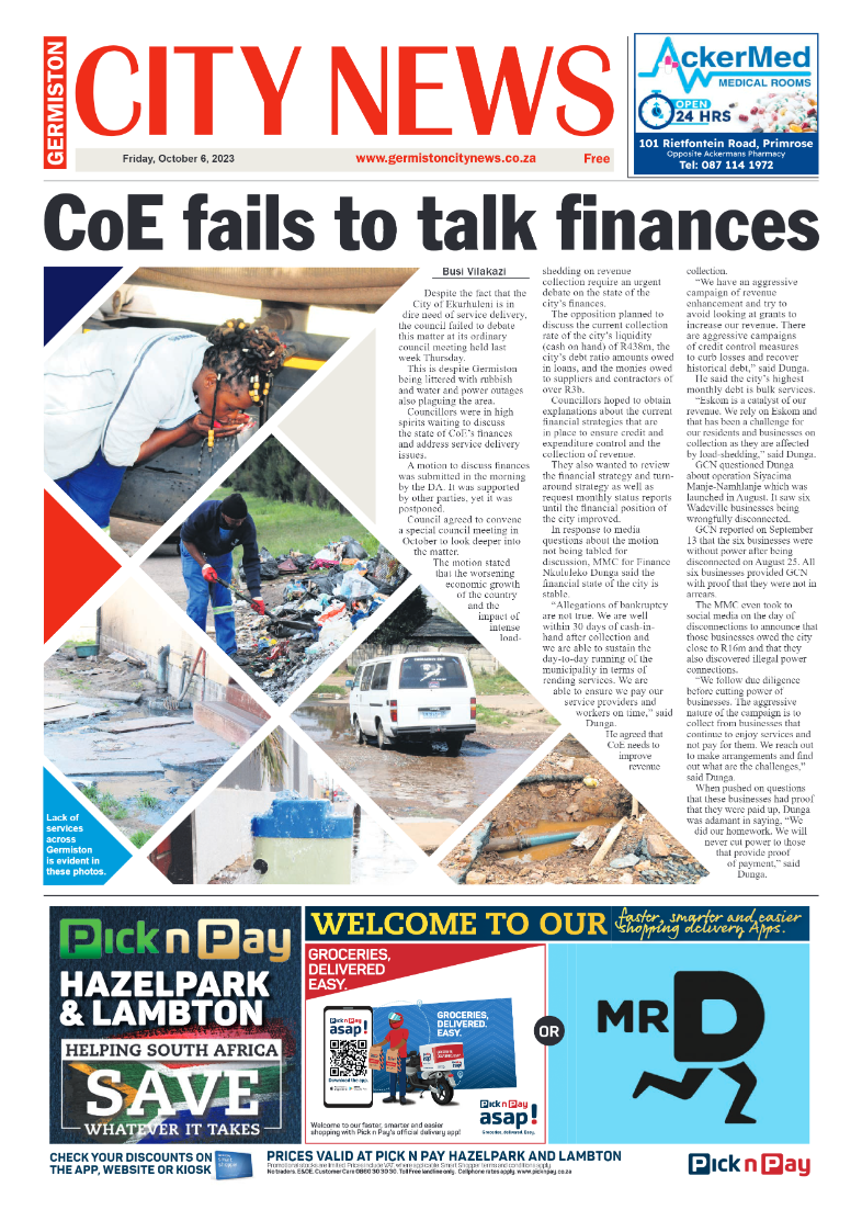 Germiston City News 6 October 2023 page 1