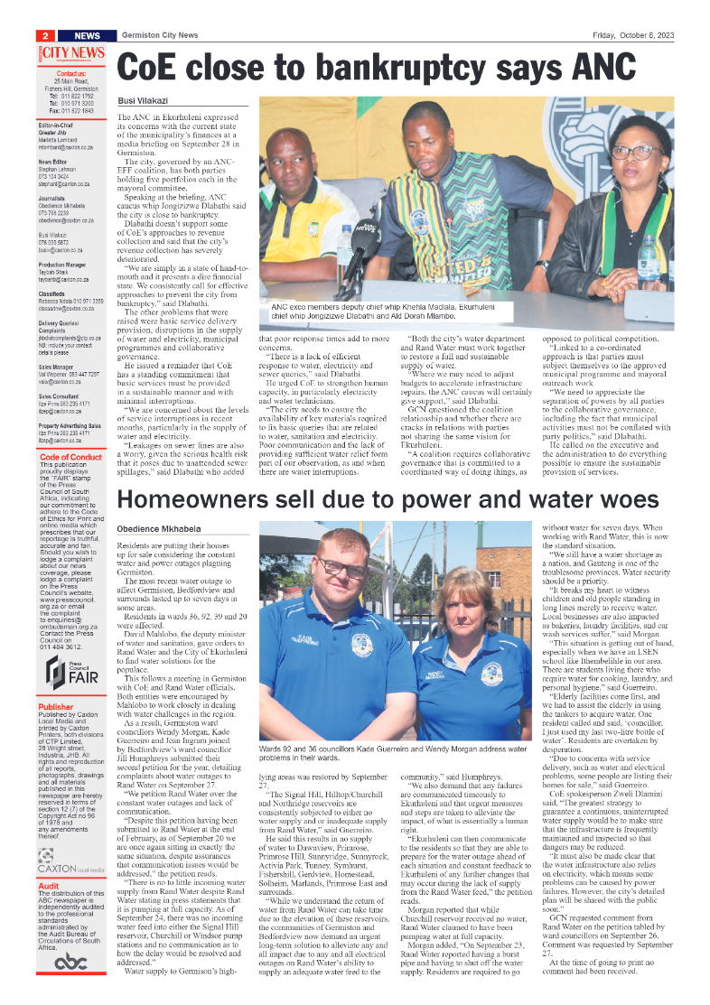 Germiston City News 6 October 2023 page 2