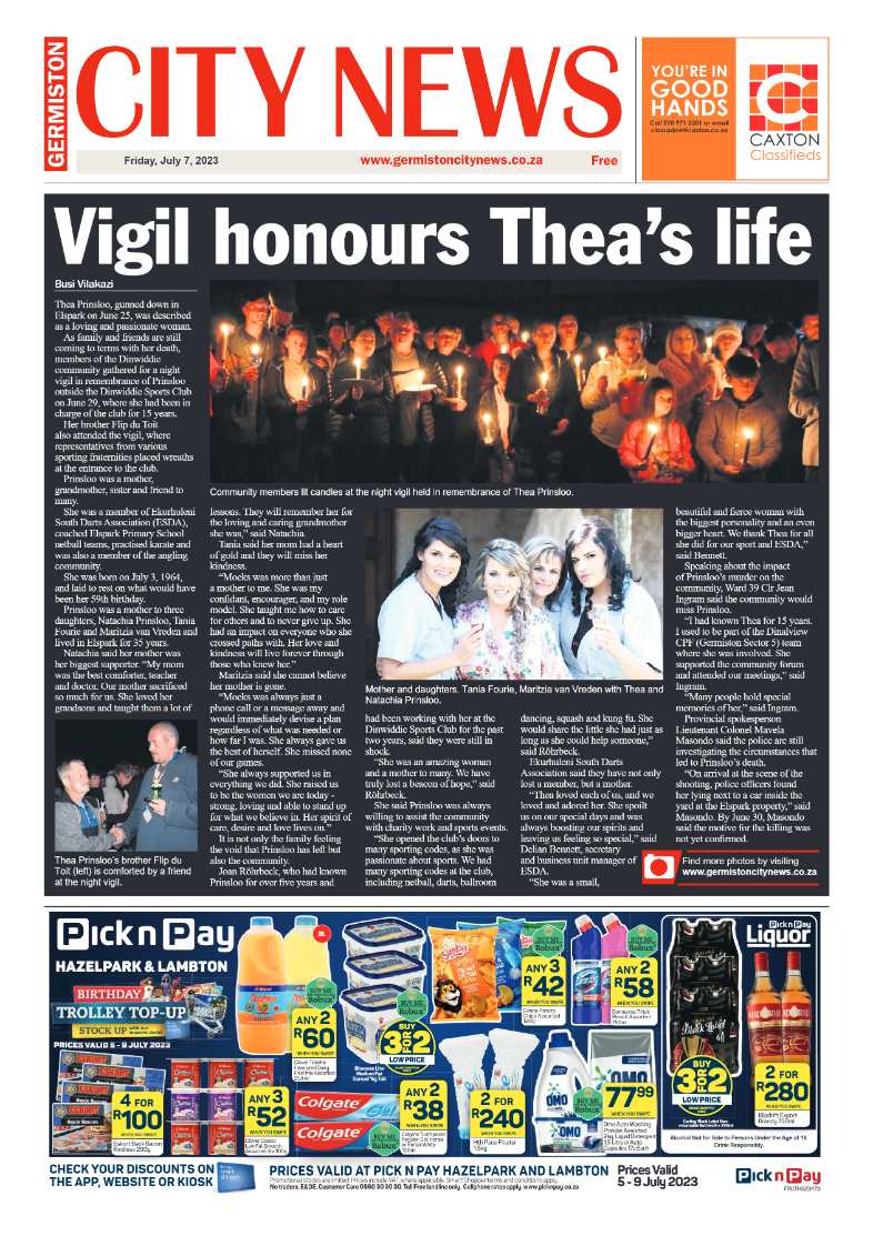Germiston City News 7 July 2023 page 1