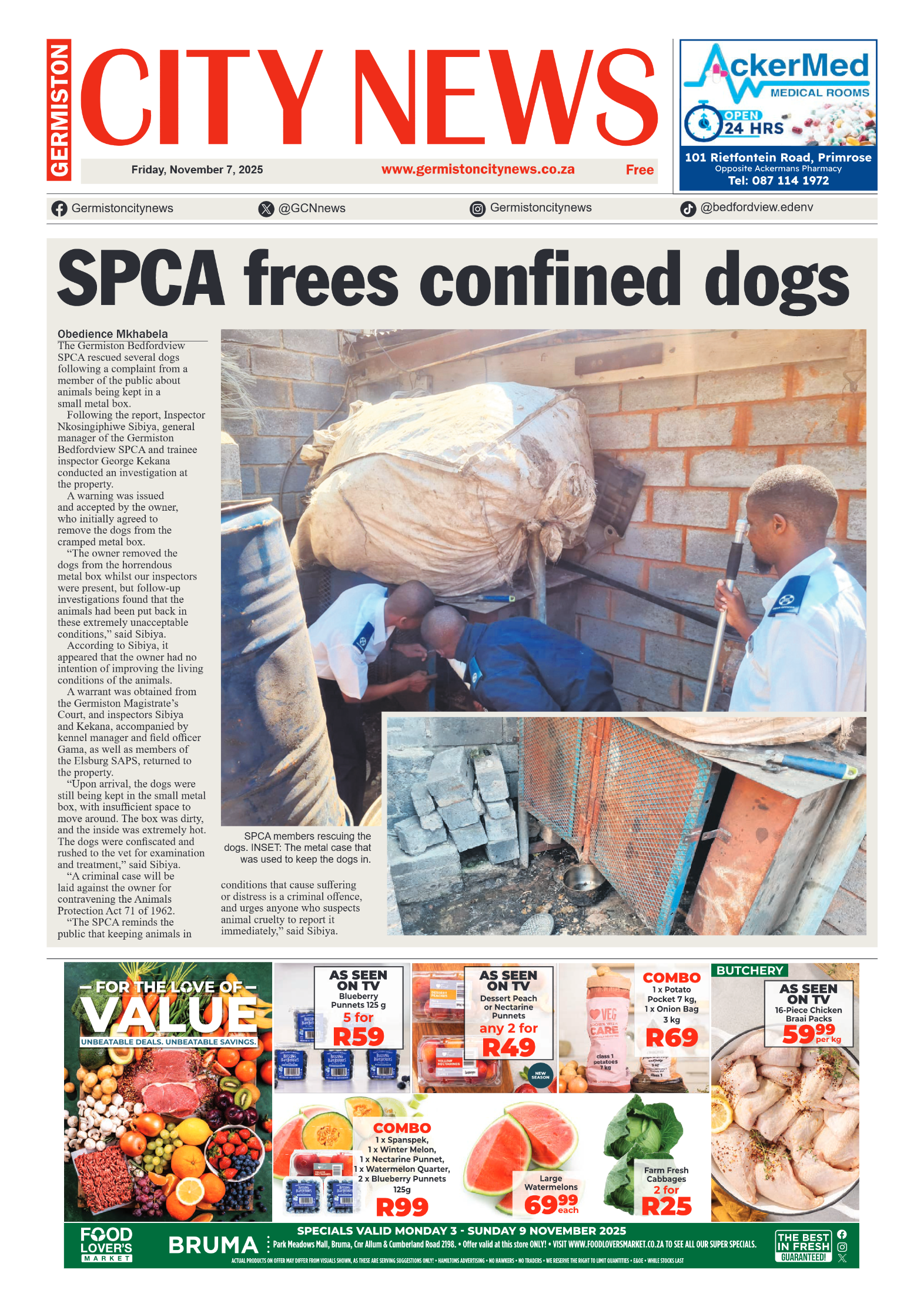 Germiston City News 7 November 2025 page 1