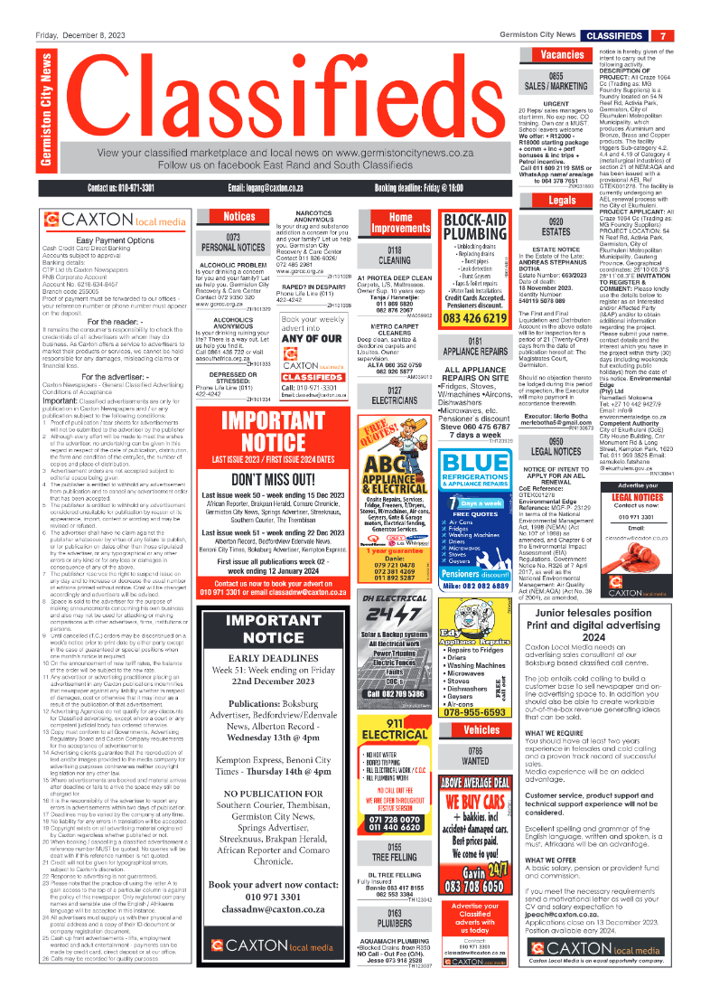 Germiston City News 8 December 2023 page 7
