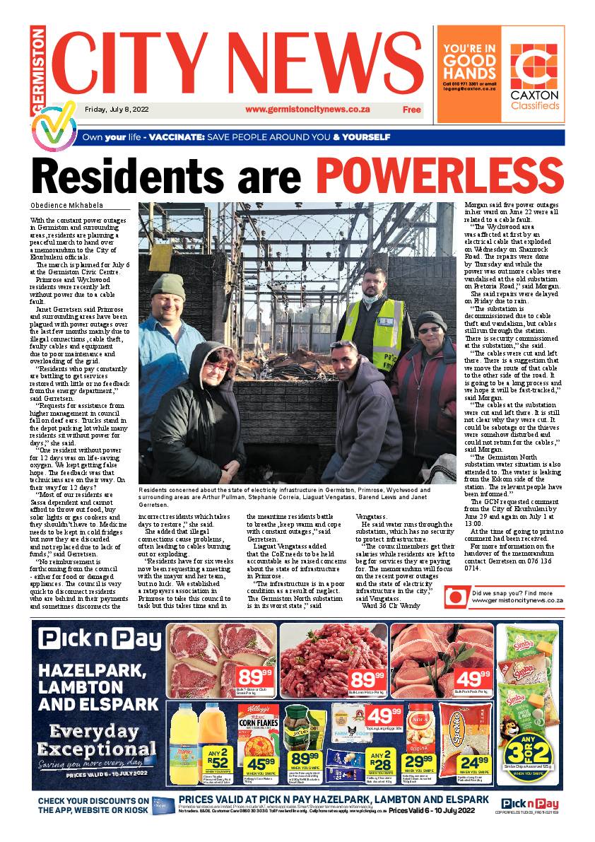 Germiston City News 8 July 2022 page 1