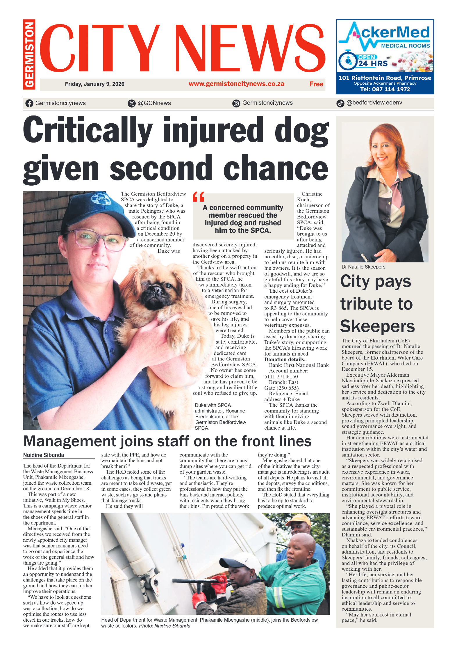 Germiston City News 9 January 2026 page 1